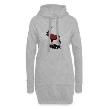 Oryx auf Felsen - Hoodie-Kleid - Grau meliert - Vorne