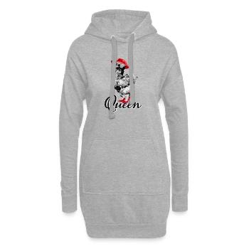 Hühner Fans -  Hahn - Gockel - Seidenhuhn - Bio - Hoodie-Kleid - Grau meliert - Vorne