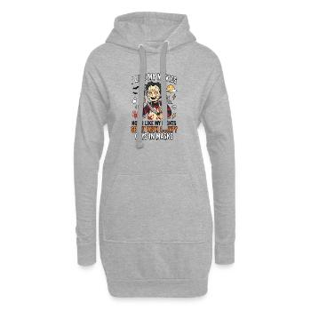 J’aime l’humour inquiétant de mes films - Sweat-shirt à capuche long Femme - gris chiné - Devant
