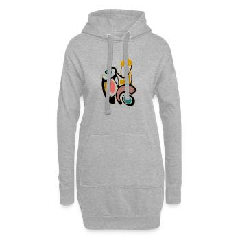 Abstrakte Farbformen mit organischen Linien - Hoodie-Kleid - Grau meliert - Vorne