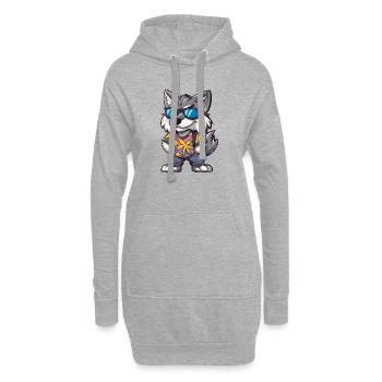 Wolf Comic Urlaub - Hoodie-Kleid - Grau meliert - Vorne