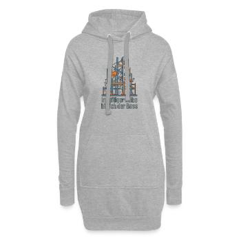 Gerüstbau, Handwerk, Höhe, Stolz - Hoodie-Kleid - Grau meliert - Vorne