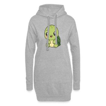 Tortue de Kawaii - Sweat-shirt à capuche long Femme - gris chiné - Devant
