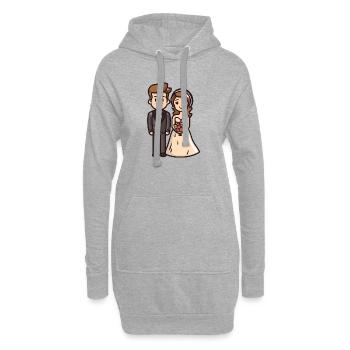 Couple marié marié - Sweat-shirt à capuche long Femme - gris chiné - Devant