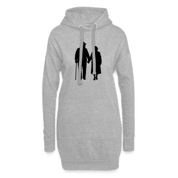 Grandparents Grandchild Silhouette Walking Family - Hoodie Dress - heather grey - Front