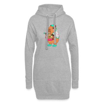 Adorable Capybara eating Ramen –Cute Japanese Gift - Hoodie Dress - heather grey - Front