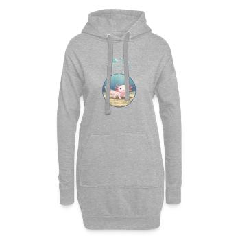 T-Shirt-Design „Axolotl“ - Hoodie-Kleid - Grau meliert - Vorne