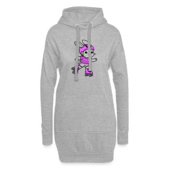 Fille patineuse à roulettes - Sweat-shirt à capuche long Femme - gris chiné - Devant