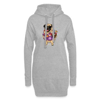 Look hawaïen carlin avec cocktail - Sweat-shirt à capuche long Femme - gris chiné - Devant