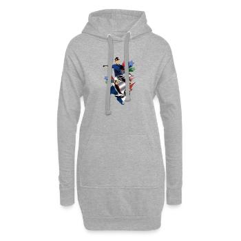 Francie - France - Drapeaux - Sweat-shirt à capuche long Femme - gris chiné - Devant