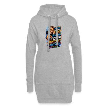 Frecher Lebensspruch – Der Höhepunkt kommt noch - Hoodie-Kleid - Grau meliert - Vorne