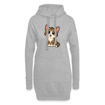 Chat mignon - Sweat-shirt à capuche long Femme - gris chiné - Devant