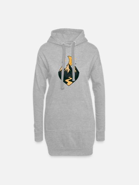 Under the moon and peaks - Hoodie Dress - heather grey