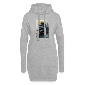 Pagode unter dem Mond in Aquarell - Hoodie-Kleid - Grau meliert - Vorne