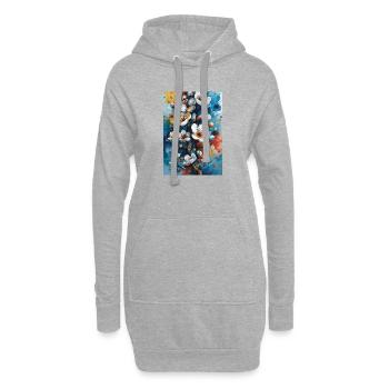 Helle Aquarellblüten - Hoodie-Kleid - Grau meliert - Vorne