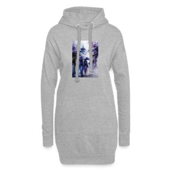 Blue Umbrellas in Purple Rain - Hoodie Dress - heather grey - Front