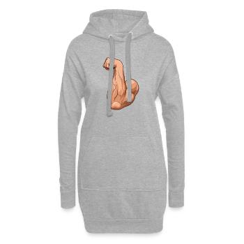 Muscle Arm Flex Illustration (Arm Wrestling Forearm) - Hoodie Dress - heather grey - Front