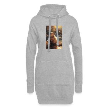 Autumn marmot in reflection - Hoodie Dress - heather grey - Front
