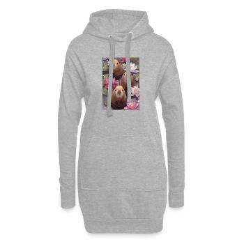 Three beavers among the water lilies - Hoodie Dress - heather grey - Front