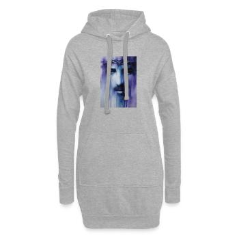 Sacred Face in Purple Blue Watercolor - Hoodie Dress - heather grey - Front