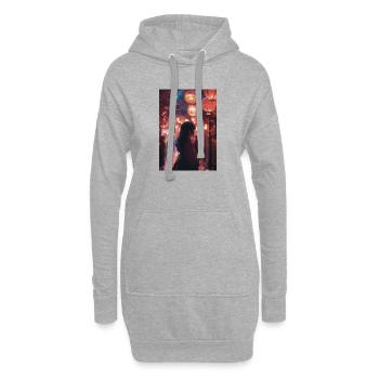 Silhouette under red night lanterns - Hoodie Dress - heather grey - Front