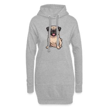 Amant des chiens carlins de dessins animés - Sweat-shirt à capuche long Femme - gris chiné - Devant