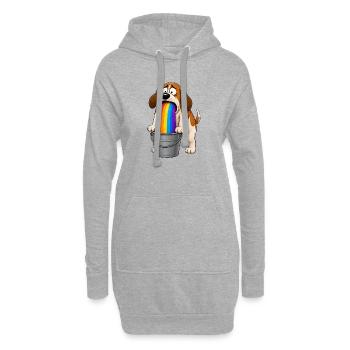 Seaux de chiens arc-en-ciel qui vomissent - Sweat-shirt à capuche long Femme - gris chiné - Devant