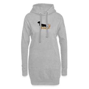 Rauhaardackel mit Geweih - Hoodie-Kleid - Grau meliert - Vorne