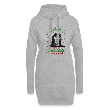 Bearded Collie Hund Weihnachten Hunderasse - Hoodie-Kleid - Grau meliert - Vorne