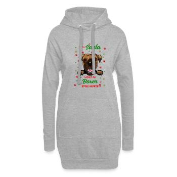 Boxer Hund Weihnachten Hunderasse - Hoodie-Kleid - Grau meliert - Vorne