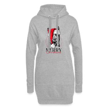 Père Noël Kai Ken joyeux Noël chiens chien Wilsigns - Sweat-shirt à capuche long Femme - gris chiné - Devant