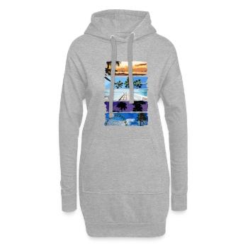 Palmiers et plage - Sweat-shirt à capuche long Femme - gris chiné - Devant