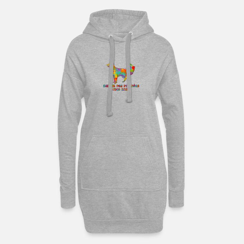 Berger des Pyrénées Face Rase Multicolore - Sweat-shirt à capuche long Femme - gris chiné