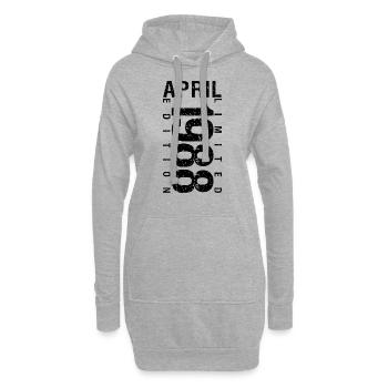 Anniversaire Avril 1988 Avril né en Avril 1988 - Sweat-shirt à capuche long Femme - gris chiné - Devant