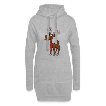 Motif de Noël Drôle de Renne Noël Xmas - Sweat-shirt à capuche long Femme - gris chiné - Devant