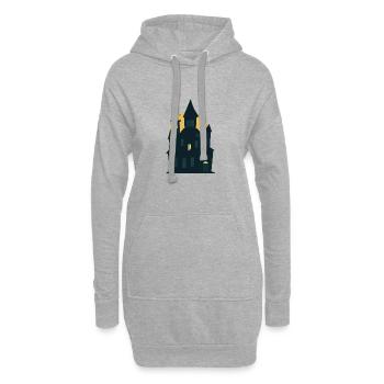 Halloween Gruselig Horror Haus Dracula Fledermaus - Sweat-shirt à capuche long Femme - gris chiné - Devant