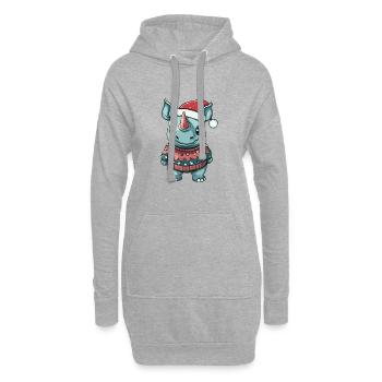 Bande dessinée de Noël Rhino - Sweat-shirt à capuche long Femme - gris chiné - Devant