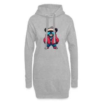 Bear Cool Comic - Hoodie Dress - heather grey - Front
