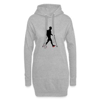 Icône de l’homme de marche nordique - Sweat-shirt à capuche long Femme - gris chiné - Devant