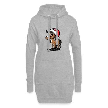 Cheval Noël - Sweat-shirt à capuche long Femme - gris chiné - Devant