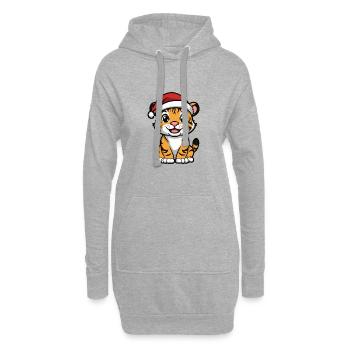Tiger Weihnachten Niedlich - Hoodie-Kleid - Grau meliert - Vorne