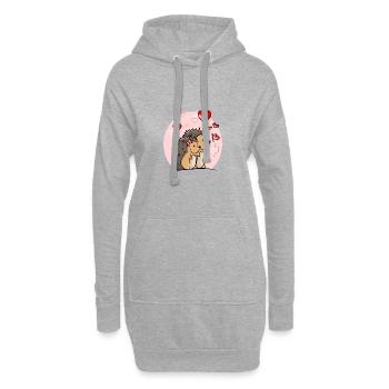 Igel Paar Liebe mit Herzen und Luftballons - Hoodie-Kleid - Grau meliert - Vorne