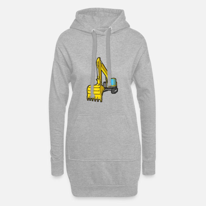 Grosser Bagger - Hoodie-Kleid - Grau meliert
