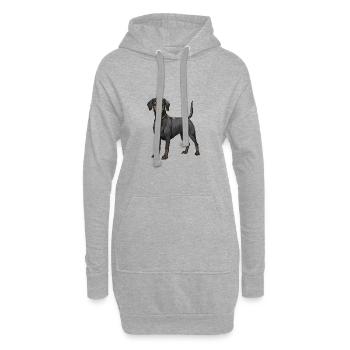 Dachshund Dackel - Hoodie-Kleid - Grau meliert - Vorne