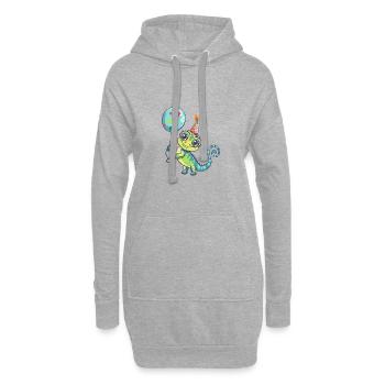 Bande dessinée d’anniversaire caméléon - Sweat-shirt à capuche long Femme - gris chiné - Devant