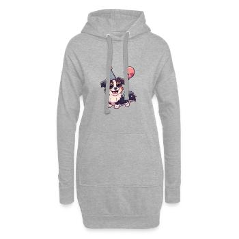 Border Collie Chiens Anniversaire Bande dessinée - Sweat-shirt à capuche long Femme - gris chiné - Devant