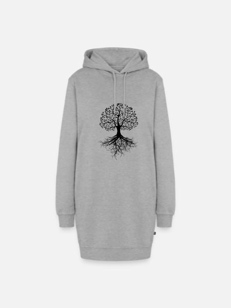 Baum des Lebens - Hoodie-Kleid - Grau meliert