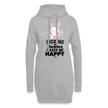 cute rabbit loves flowers - Hoodie Dress - heather grey - Front