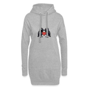 Corbeau Coeur de la Saint-Valentin - Sweat-shirt à capuche long Femme - gris chiné - Devant