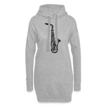 Saxophon - Hoodie-Kleid - Grau meliert - Vorne
